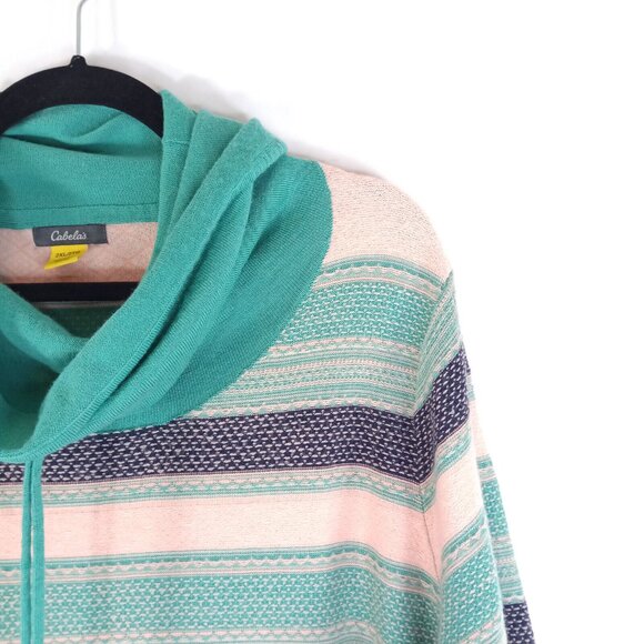 Cabelas Womens Sweater Size XXL Merino Wool Blend Pullover Long Sleeve Blue Pink - Picture 10 of 10